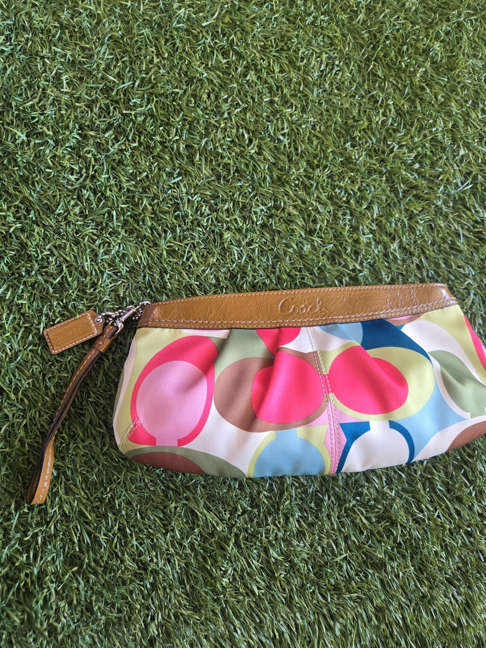 vintage Coach Soho Pleated Scarf Print Clutch Wristlet